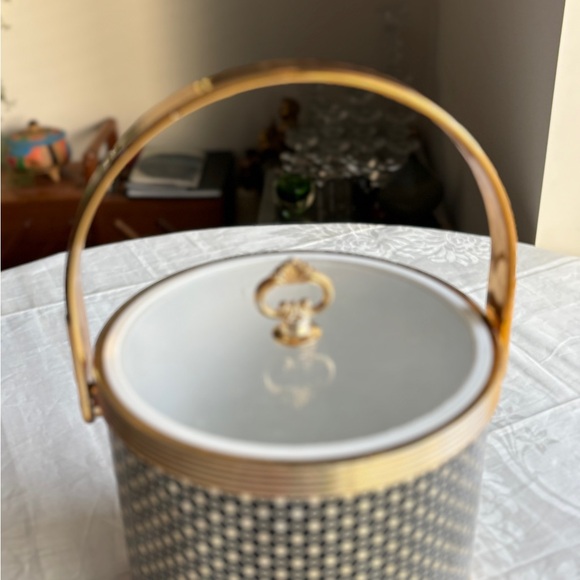 Elegant Black & Gold Ice Bucket Mad Men Style Barware Mid Century Bar MCM Gift - Picture 12 of 15